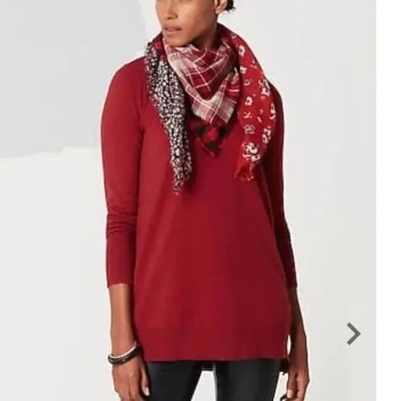 J. Jill Sweater Tunic XLP Red Effortless Long Sleeve Knit - Picture 1 of 12